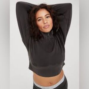 Aerie offline cropped crop pullover sweater zip medium soft comfy lounge relaxed